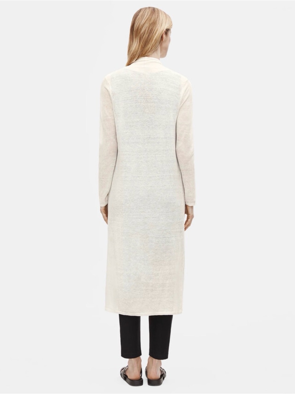 Eileen Fisher Organic Linen Lightweight Duster Cardigan in Ivory Retail $338 - Picture 14 of 14